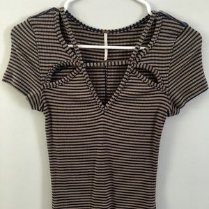 Cream and Navy Blue striped top